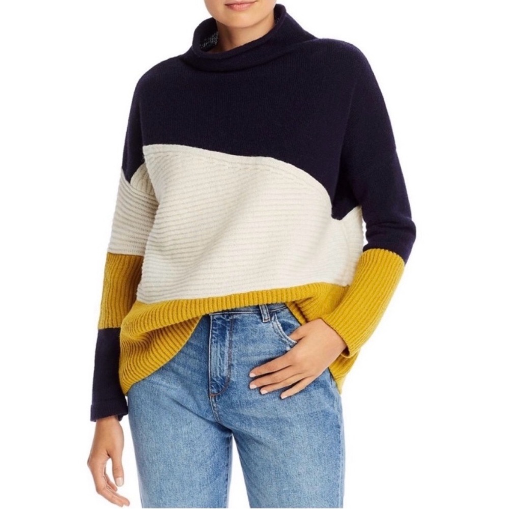 French Connection Multicolor Color-block Mockneck Sweater
